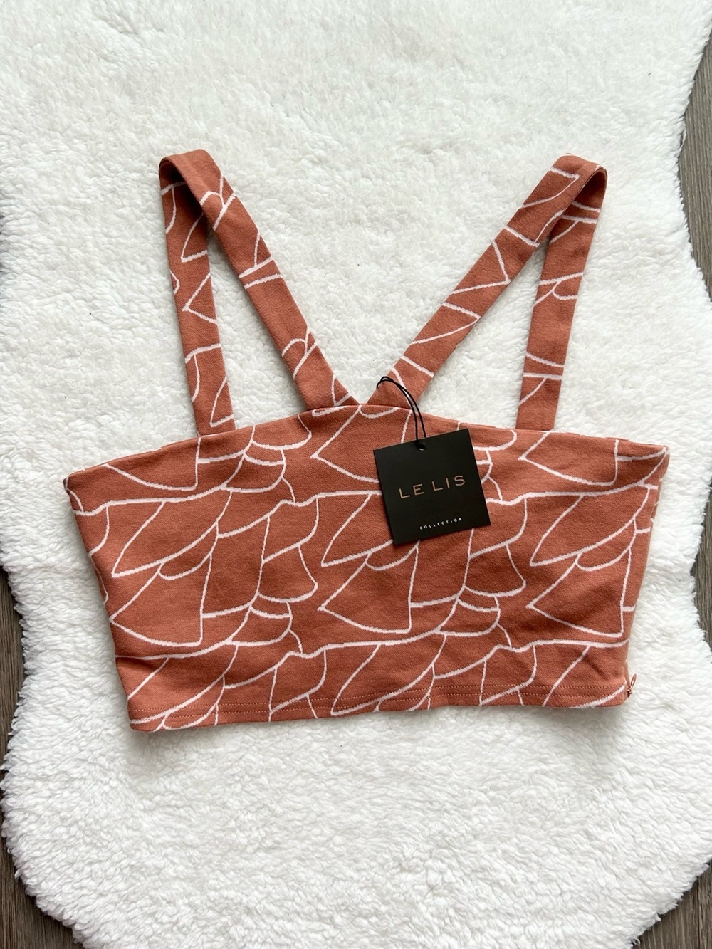 Le Lis Rust Floral Print Crop Tank NWT